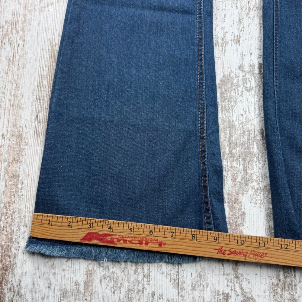 Kimes Ranch Lola Jeans Womens 4/30 Dark Wash Flare Leg Frayed Hem Western Denim